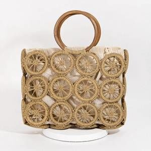 NEW FAME ACCESSORIES women's freia boho circle summer beach bag in tan